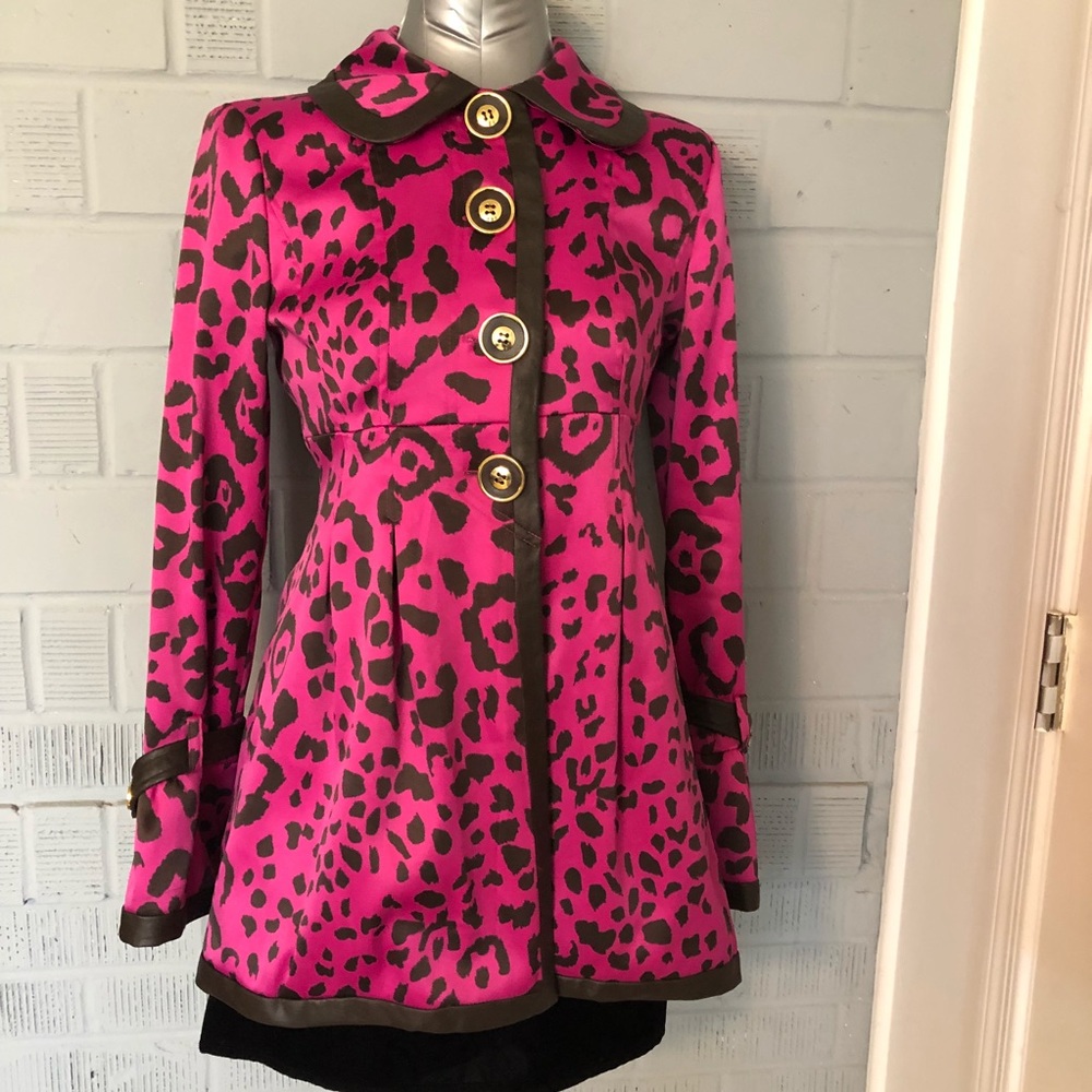 Sele Leopard Print Long Jacket Size S